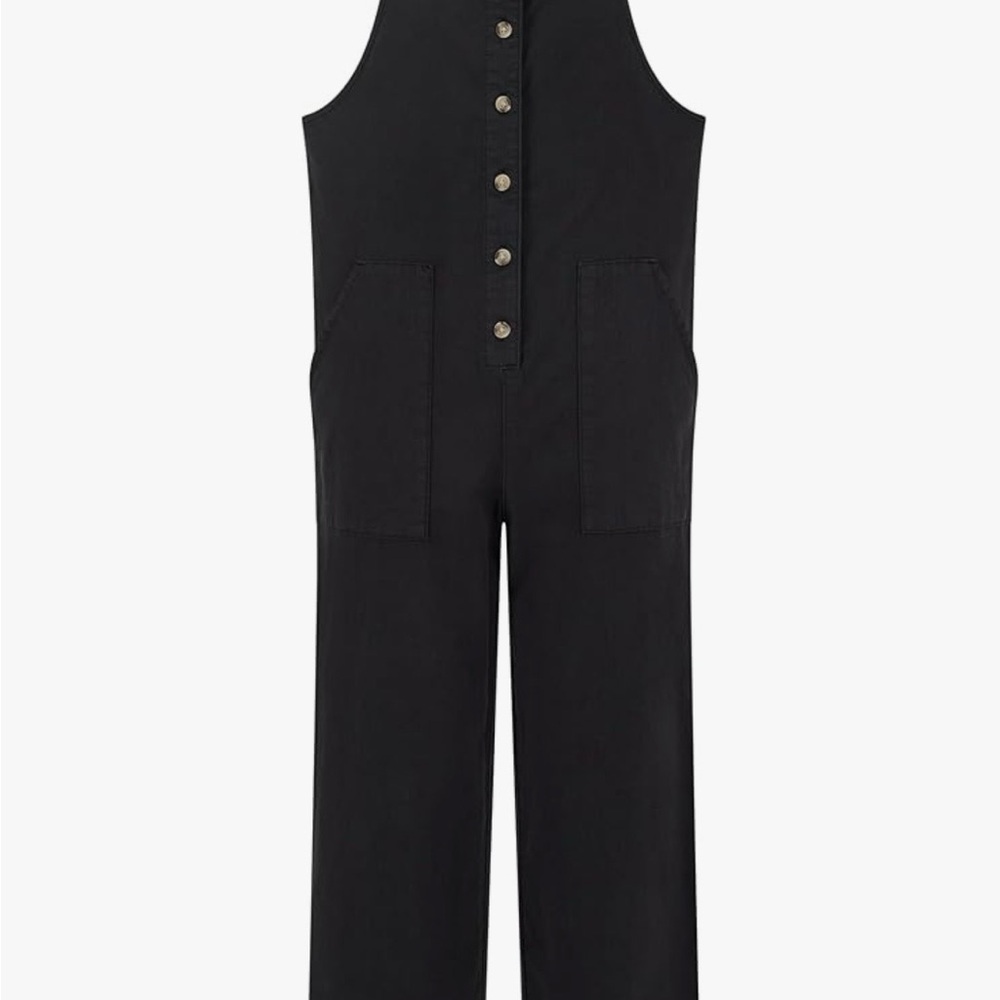 Billabong Girl Black Button-Front Jumpsuit-SIZE XS